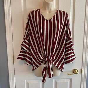 143 Story by Line Up Striped Blouse Sz L